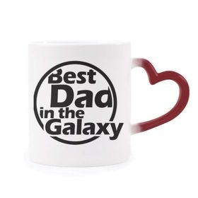 Dıythinker Kırmızı Çok Renkli Best Dad In The Galaxy Alıntı Babalar Günü Isıya Duyarlı Kalp Kupa