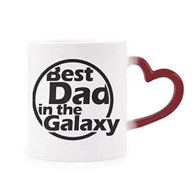 Dıythinker Kırmızı Çok Renkli Best Dad In The Galaxy Alıntı Babalar Günü Isıya Duyarlı Kalp Kupa