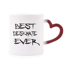 Dıythinker Kırmızı Çok Renkli Best Deskmate Ever Mezuniyet Sezonu Isıya Duyarlı Kalp Kupası
