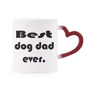 Dıythinker Kırmızı Çok Renkli Best Dog Dad Ever Festival Alıntı Isıya Duyarlı Kalp Kupası