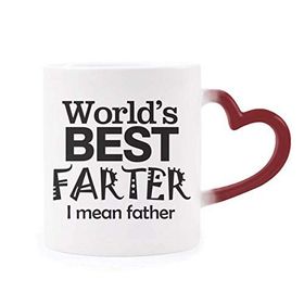 Dıythinker Kırmızı Çok Renkli Best Father Alıntı Babalar Günü Şekil Isıya Duyarlı Kalp Kupa
