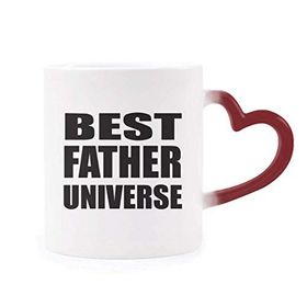Dıythinker Kırmızı Çok Renkli Best Father Dad Evren Festival Alıntı Isıya Duyarlı Kalp Kupası