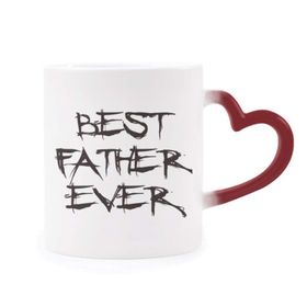 Dıythinker Kırmızı Çok Renkli Best Father Ever Dad Festival Alıntı Isıya Duyarlı Kalp Kupası