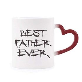 Dıythinker Kırmızı Çok Renkli Best Father Ever Dad Festival Alıntı Isıya Duyarlı Kalp Kupası