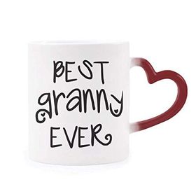 Dıythinker Kırmızı Çok Renkli Best Granny Ever Alıntıları Aile Korusun Şekil Isıya Duyarlı Kalp Kupa