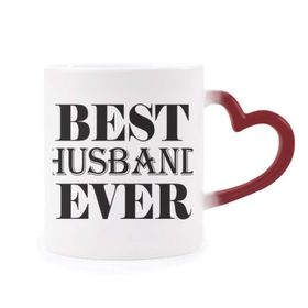Dıythinker Kırmızı Çok Renkli Best Husband Ever Alıntı Isıya Duyarlı Kalp Kupa