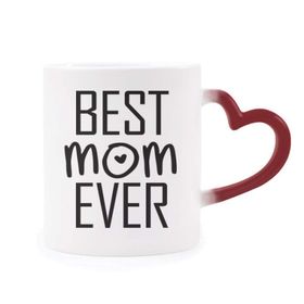 Dıythinker Kırmızı Çok Renkli Best Mom Ever Alıntı Anneler Günü Isıya Duyarlı Kalp Kupa