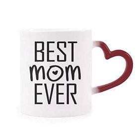 Dıythinker Kırmızı Çok Renkli Best Mom Ever Alıntı Anneler Günü Isıya Duyarlı Kalp Kupa