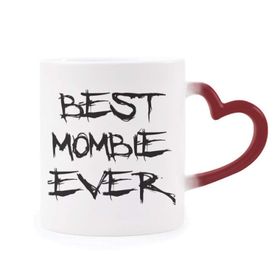 Dıythinker Kırmızı Çok Renkli Best Mombie Ever Words Family Bless Morphing Isıya Duyarlı Kalp Kupa
