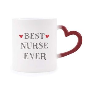 Dıythinker Kırmızı Çok Renkli Best Nurse Ever Alıntı Saygın Isıya Duyarlı Kalp Kupası