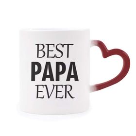 Dıythinker Kırmızı Çok Renkli Best Papa Ever Alıntı Babalar Günü Isıya Duyarlı Kalp Kupa