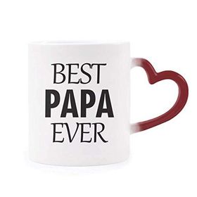 Dıythinker Kırmızı Çok Renkli Best Papa Ever Alıntı Babalar Günü Isıya Duyarlı Kalp Kupa