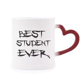 Dıythinker Kırmızı Çok Renkli Best Student Ever Teacher Alıntısı Isıya Duyarlı Kalp Kupası