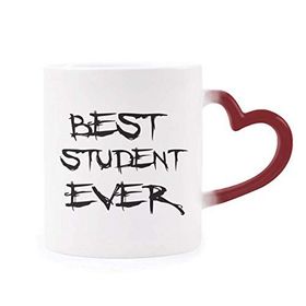 Dıythinker Kırmızı Çok Renkli Best Student Ever Teacher Alıntısı Isıya Duyarlı Kalp Kupası