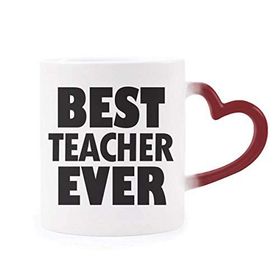 Dıythinker Kırmızı Çok Renkli Best Teacher Ever Alıntı Festival Isıya Duyarlı Kalp Kupası