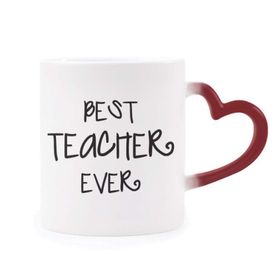 Dıythinker Kırmızı Çok Renkli Best Teacher Ever Words Alıntılar Isıya Duyarlı Kalp Kupası