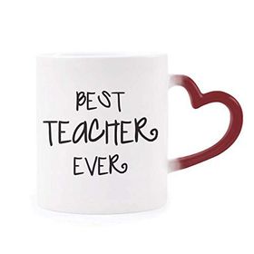Dıythinker Kırmızı Çok Renkli Best Teacher Ever Words Alıntılar Isıya Duyarlı Kalp Kupası