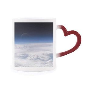 Dıythinker Kırmızı Çok Renkli Beyaz Bulutlar Katmanlı Atmosfer Isıya Duyarlı Kalp Kupası