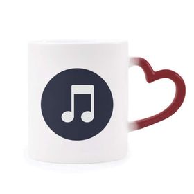Dıythinker Kırmızı Çok Renkli Beyaz Çift Kişilik Kupalama Müzik Notaları Isıya Duyarlı Kalp Kupa