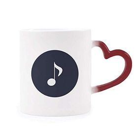 Dıythinker Kırmızı Çok Renkli Beyaz Müzik Quaver Notlar Siyah Şekil Isıya Duyarlı Kalp Kupası