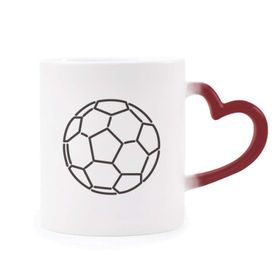 Dıythinker Kırmızı Çok Renkli Beyaz Siyah Futbol Futbol Spor Şekil Isıya Duyarlı Kalp Kupası