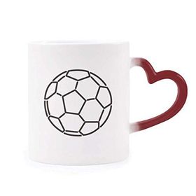 Dıythinker Kırmızı Çok Renkli Beyaz Siyah Futbol Futbol Spor Şekil Isıya Duyarlı Kalp Kupası
