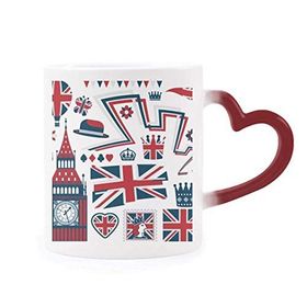 Dıythinker Kırmızı Çok Renkli Big Ben Ballon Asker Uk Simgesi Isıya Duyarlı Kalp Kupası