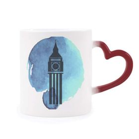 Dıythinker Kırmızı Çok Renkli Big Ben Londra İngiltere İngiltere Birleşik Krallık Isıya Duyarlı Kalp Kupası