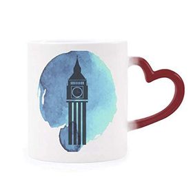 Dıythinker Kırmızı Çok Renkli Big Ben Londra İngiltere İngiltere Birleşik Krallık Isıya Duyarlı Kalp Kupası