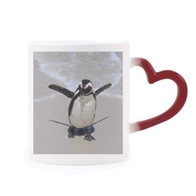 Dıythinker Kırmızı Çok Renkli Bilim Doğa Okyanus Antarktik Penguen Oluşan Şekil Isıya Duyarlı Kalp Kupa