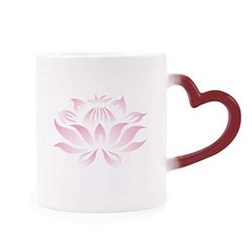 Dıythinker Kırmızı Çok Renkli Bitki Çiçek Lotus Çiçeği Pembe Desen Şekil Isıya Duyarlı Kalp Kupası