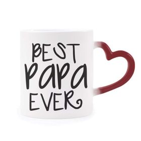 Dıythinker Kırmızı Çok Renkli Bless Father Best Papa Ever Words Şekil Isıya Duyarlı Kalp Kupa