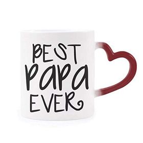 Dıythinker Kırmızı Çok Renkli Bless Father Best Papa Ever Words Şekil Isıya Duyarlı Kalp Kupa