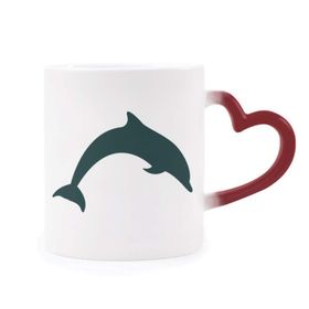 Dıythinker Kırmızı Çok Renkli Blue Ocean Docile Jump Dolphin Morphing Isıya Duyarlı Kalp Kupası