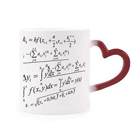 Dıythinker Kırmızı Çok Renkli Calculus Matematiksel Formüller Boyalı Çubuk Şekil Isıya Duyarlı Kalp Kupası
