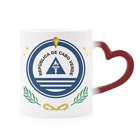Dıythinker Kırmızı Çok Renkli Cape verde Ulusal Amblem Ülke Isıya Duyarlı Kalp Kupası