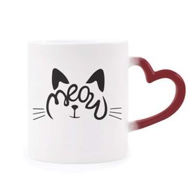 Dıythinker Kırmızı Çok Renkli Cat Meow Alıntı Dıy Tasarım Şekil Isıya Duyarlı Kalp Kupası