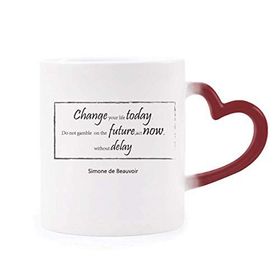 Dıythinker Kırmızı Çok Renkli Change Your Life Today Alıntı Isıya Duyarlı Kalp Kupa