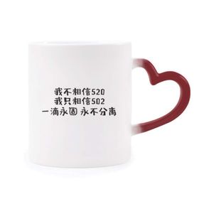 Dıythinker Kırmızı Çok Renkli Chinese Quote I Don't Believe 520 Morphing Isıya Duyarlı Kalp Kupa