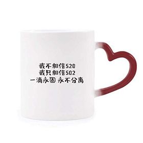 Dıythinker Kırmızı Çok Renkli Chinese Quote I Don't Believe 520 Morphing Isıya Duyarlı Kalp Kupa