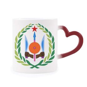 Dıythinker Kırmızı Çok Renkli Cibuti Ulusal Amblem Ülke Sembolü Isıya Duyarlı Kalp Kupa