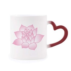 Dıythinker Kırmızı Çok Renkli Çiçek Bitki Lotus Çiçeği Pembe Desen Isıya Duyarlı Kalp Kupası