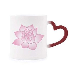 Dıythinker Kırmızı Çok Renkli Çiçek Bitki Lotus Çiçeği Pembe Desen Isıya Duyarlı Kalp Kupası