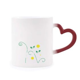 Dıythinker Kırmızı Çok Renkli Çiçek Bitkileri Yeşil Yapraklar Petal Morphing Isıya Duyarlı Kalp Kupası