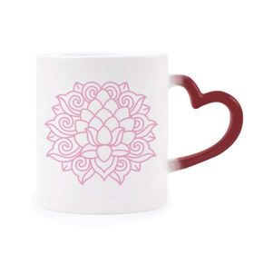 Dıythinker Kırmızı Çok Renkli Çiçek Bitkisi Lotus Yaprağı Lotus Çiçeği Şekil Isıya Duyarlı Kalp Kupası