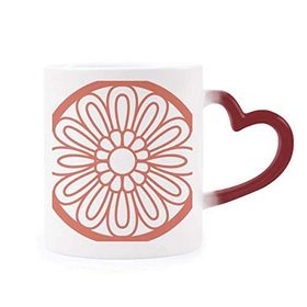 Dıythinker Kırmızı Çok Renkli Çin Çin Kırmızı Çiçek Geleneksel Desen Isıya Duyarlı Kalp Kupası
