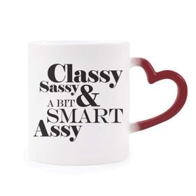 Dıythinker Kırmızı Çok Renkli Classy Sassy A Bit Smart Assy Alıntı Isıya Duyarlı Kalp Kupa