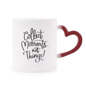 Dıythinker Kırmızı Çok Renkli Collect Moments Not Things Alıntı Isıya Duyarlı Kalp Kupa