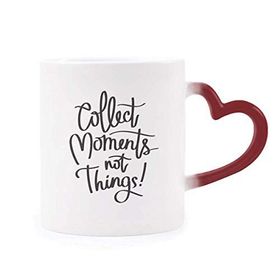 Dıythinker Kırmızı Çok Renkli Collect Moments Not Things Alıntı Isıya Duyarlı Kalp Kupa