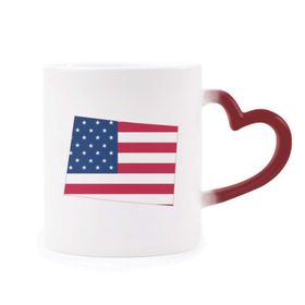 Dıythinker Kırmızı Çok Renkli Colorado Amerika Haritası Yıldızlar Çizgili Bayrak Şekil Isıya Duyarlı Kalp Kupa